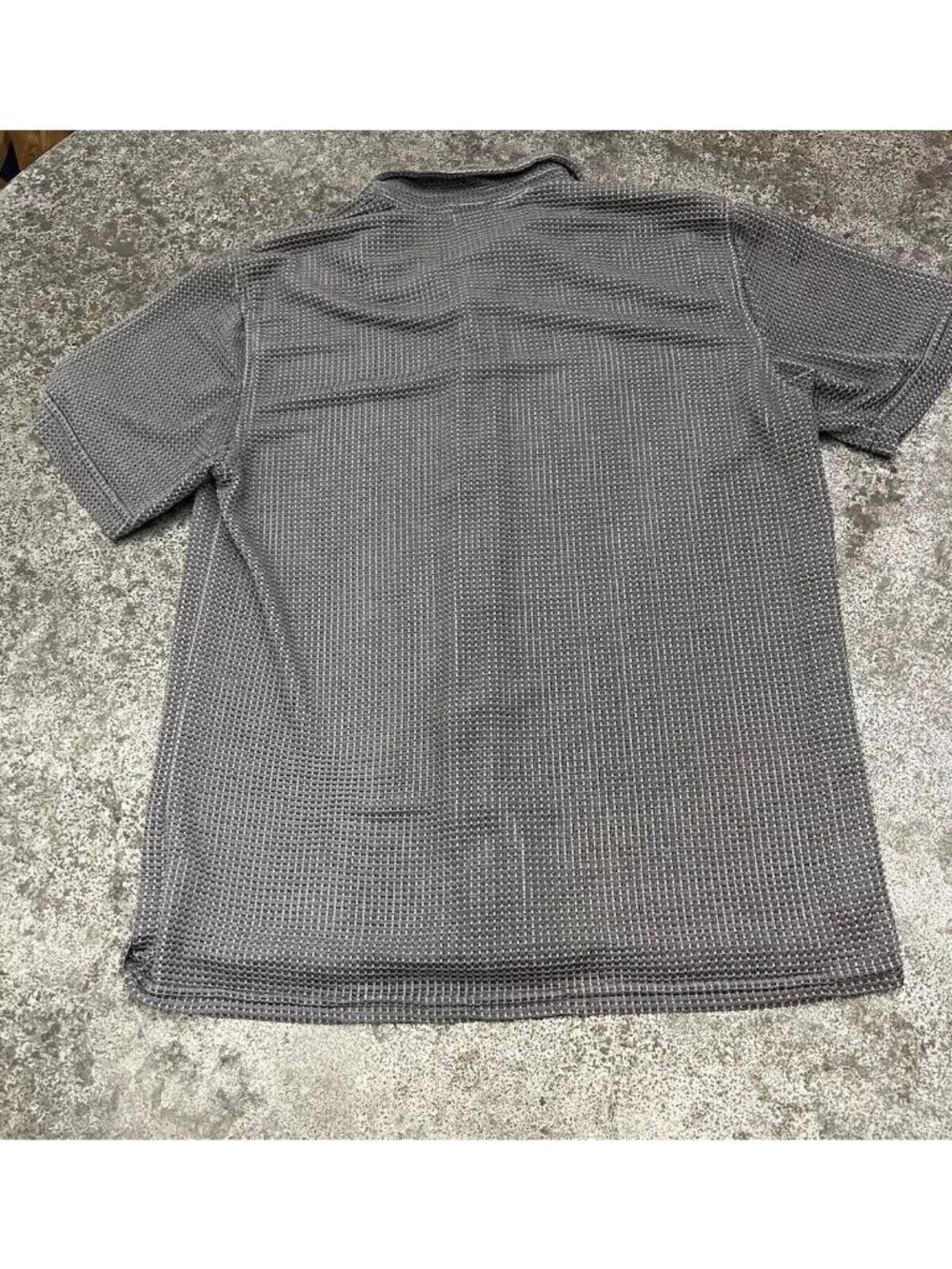 Vintage Positano Mens Disco Party Shirt Mesh Textured Size M Grey Open Collar - Picture 8 of 14
